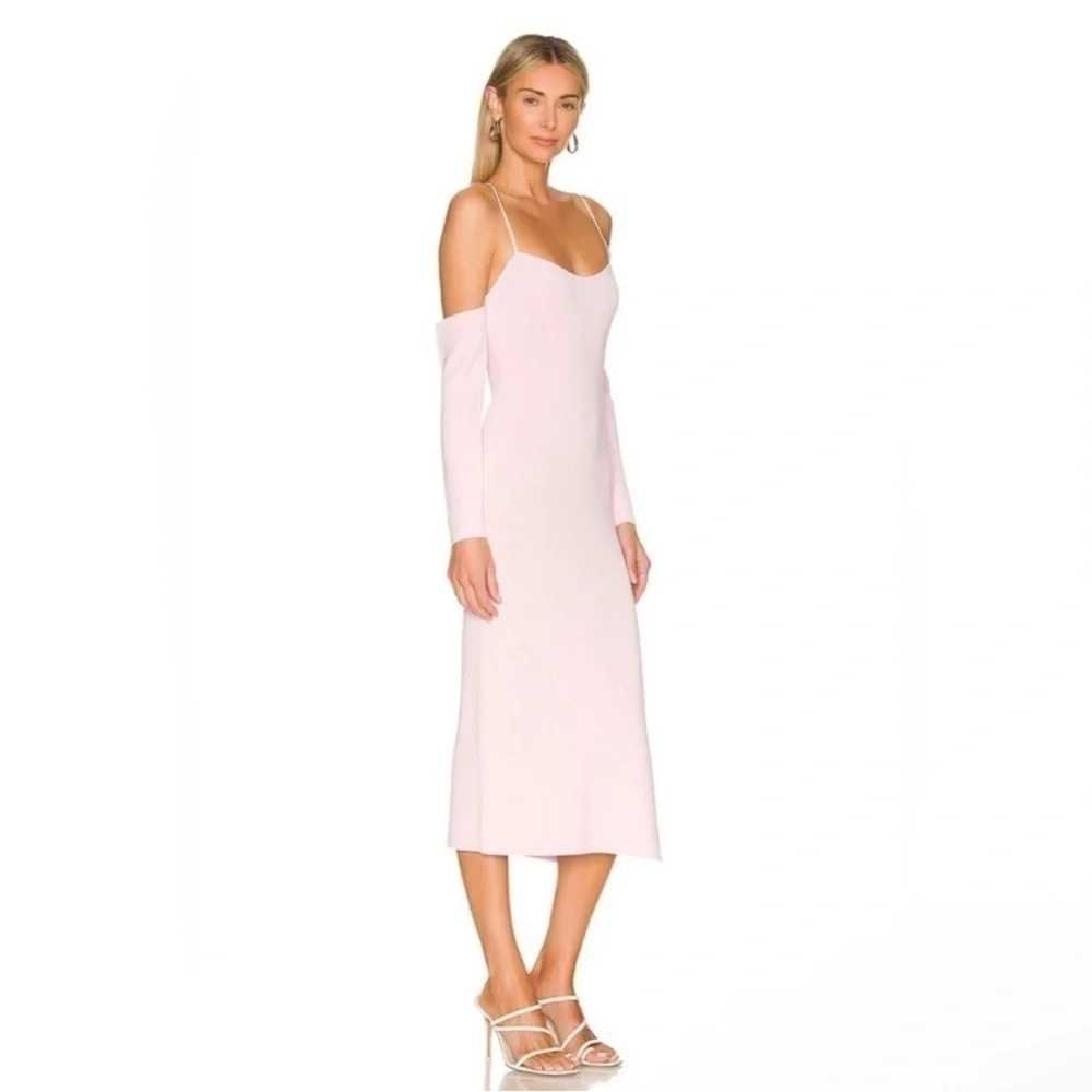 NWOT BARDOT Stella Knit Dress Sorbet Pink Xs Midi - Picture 2 of 8